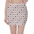 Poker Playing Card Suits Pattern Print Pencil Mini Skirt