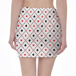 Poker Playing Card Suits Pattern Print Pencil Mini Skirt