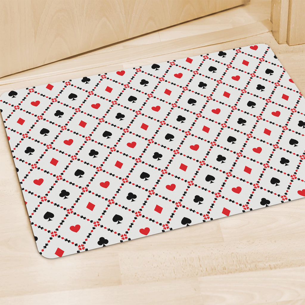 Poker Playing Card Suits Pattern Print Polyester Doormat