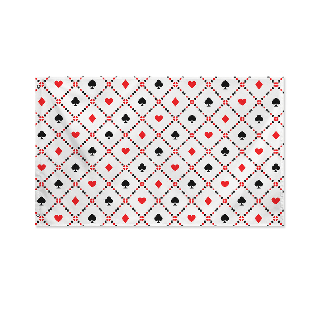 Poker Playing Card Suits Pattern Print Polyester Flag