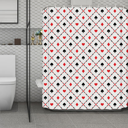 Poker Playing Card Suits Pattern Print Polyester Shower Curtain