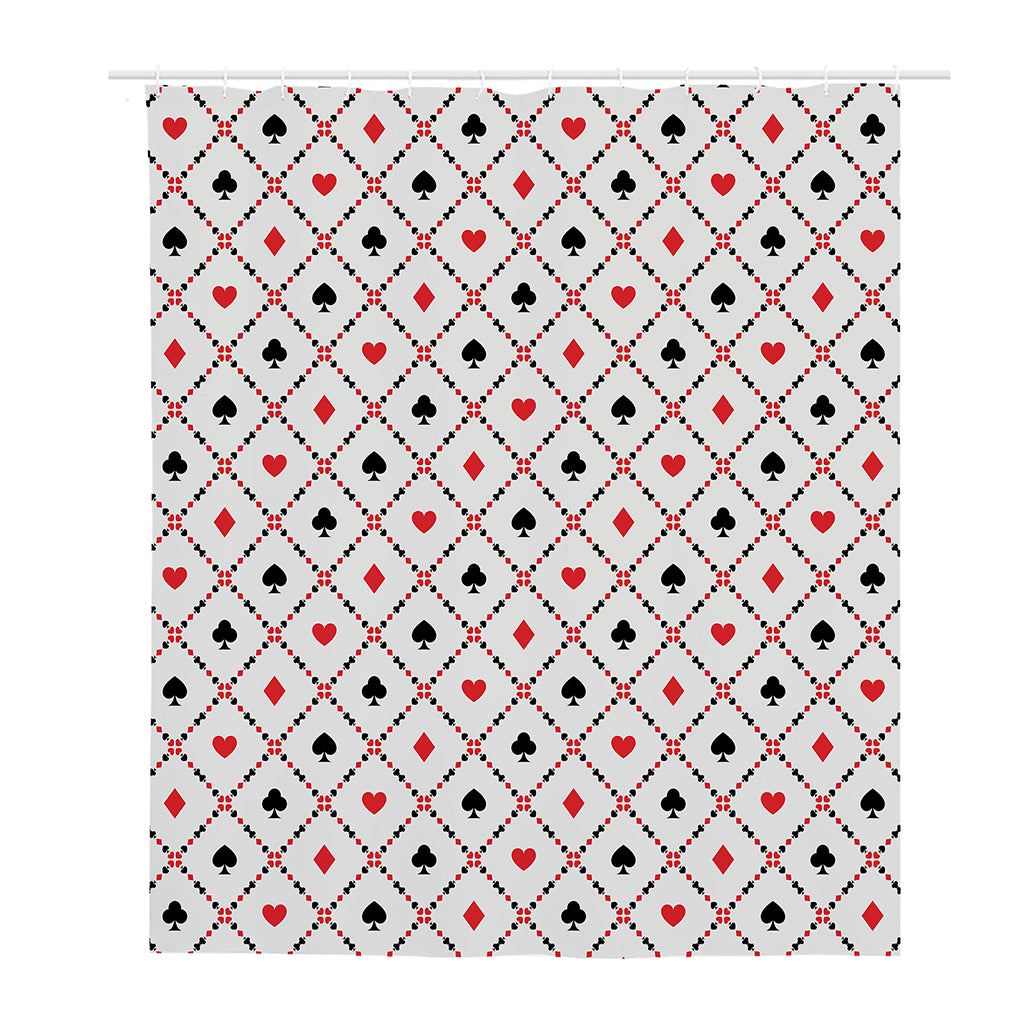 Poker Playing Card Suits Pattern Print Polyester Shower Curtain