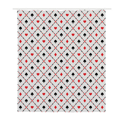 Poker Playing Card Suits Pattern Print Polyester Shower Curtain