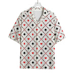 Poker Playing Card Suits Pattern Print Rayon Hawaiian Shirt