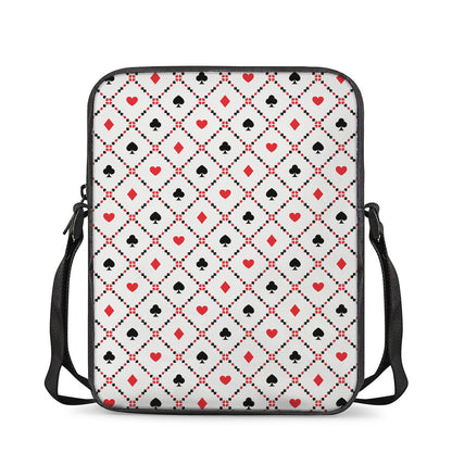 Poker Playing Card Suits Pattern Print Rectangular Crossbody Bag