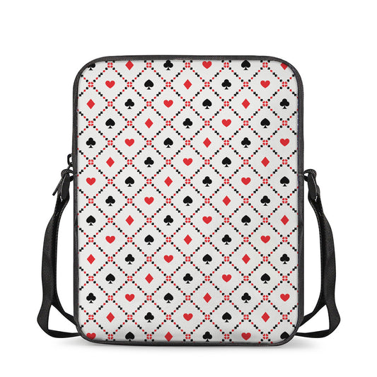 Poker Playing Card Suits Pattern Print Rectangular Crossbody Bag