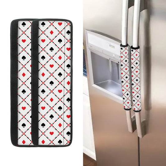 Poker Playing Card Suits Pattern Print Refrigerator Handle Covers