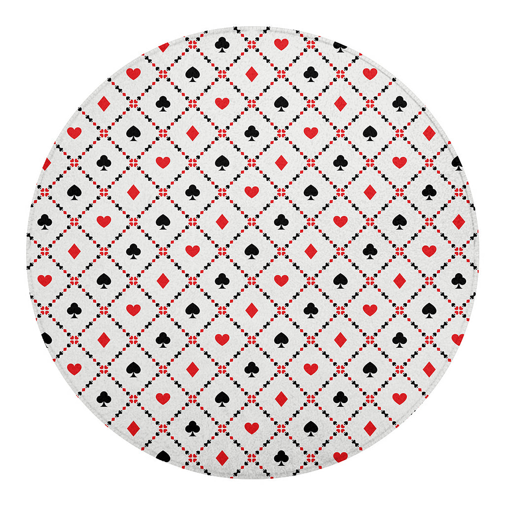 Poker Playing Card Suits Pattern Print Round Blanket