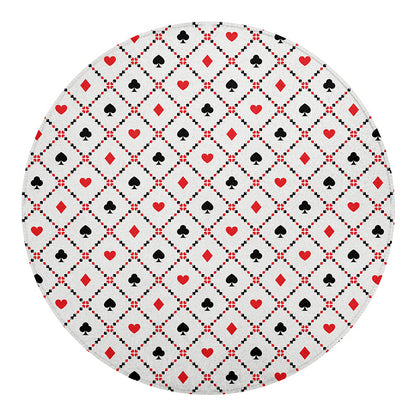 Poker Playing Card Suits Pattern Print Round Blanket