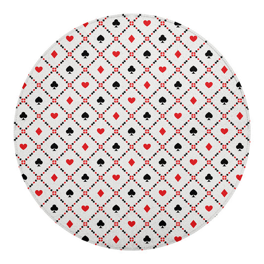 Poker Playing Card Suits Pattern Print Round Blanket