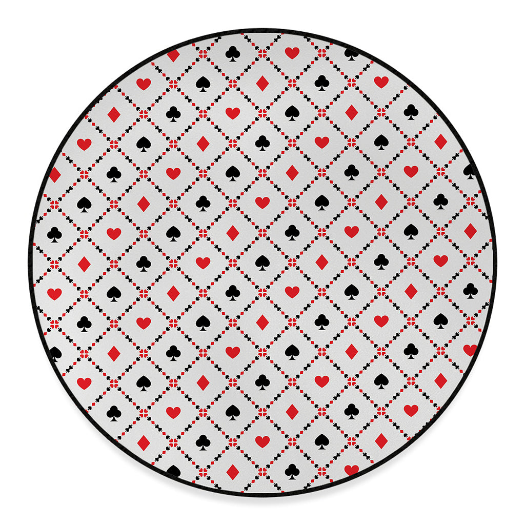 Poker Playing Card Suits Pattern Print Round Floor Mat