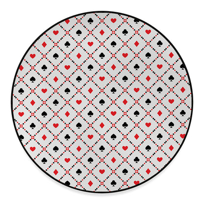 Poker Playing Card Suits Pattern Print Round Floor Mat