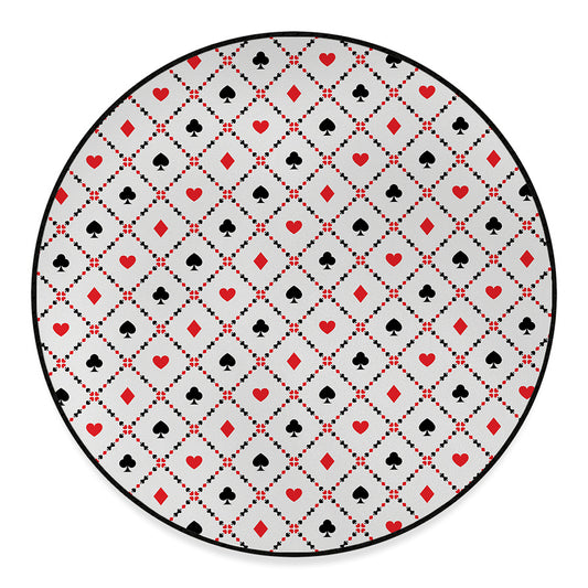 Poker Playing Card Suits Pattern Print Round Floor Mat