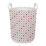 Poker Playing Card Suits Pattern Print Round Laundry Basket