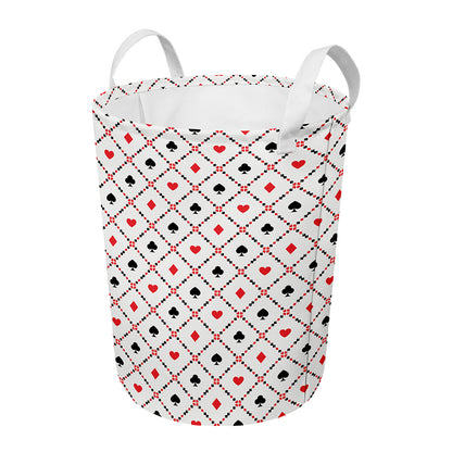 Poker Playing Card Suits Pattern Print Round Laundry Basket