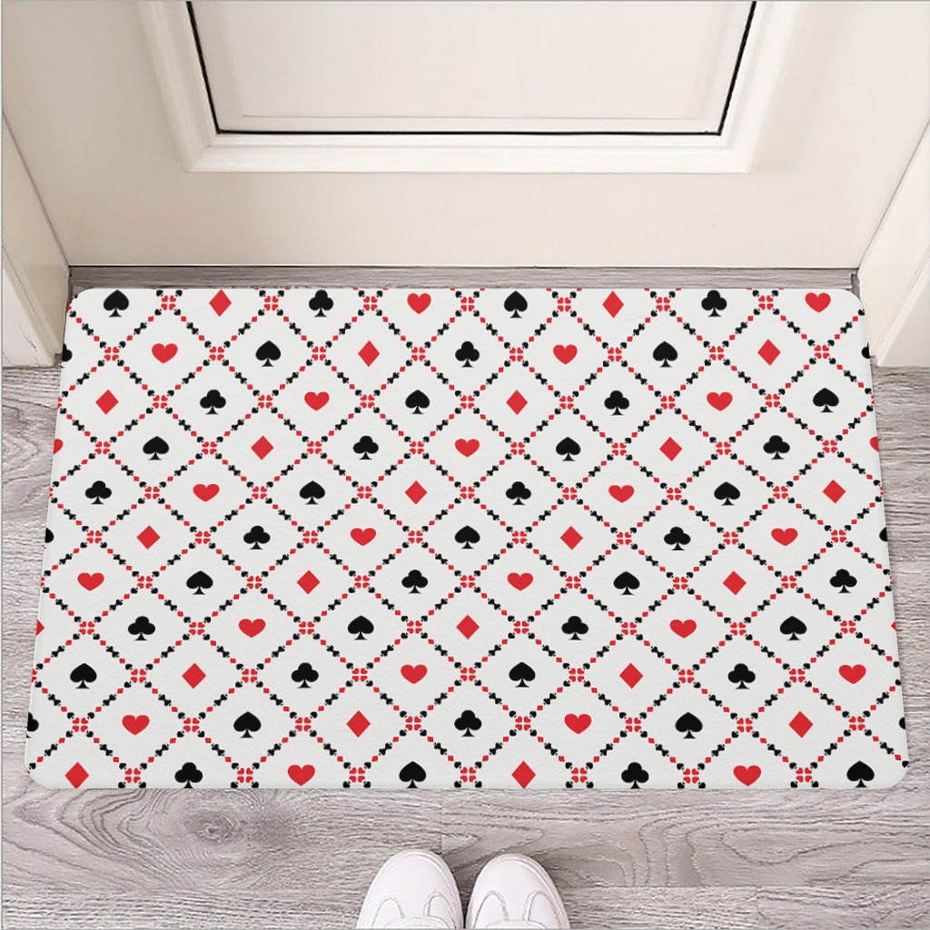 Poker Playing Card Suits Pattern Print Rubber Doormat