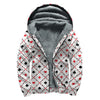 Poker Playing Card Suits Pattern Print Sherpa Lined Zip Up Hoodie
