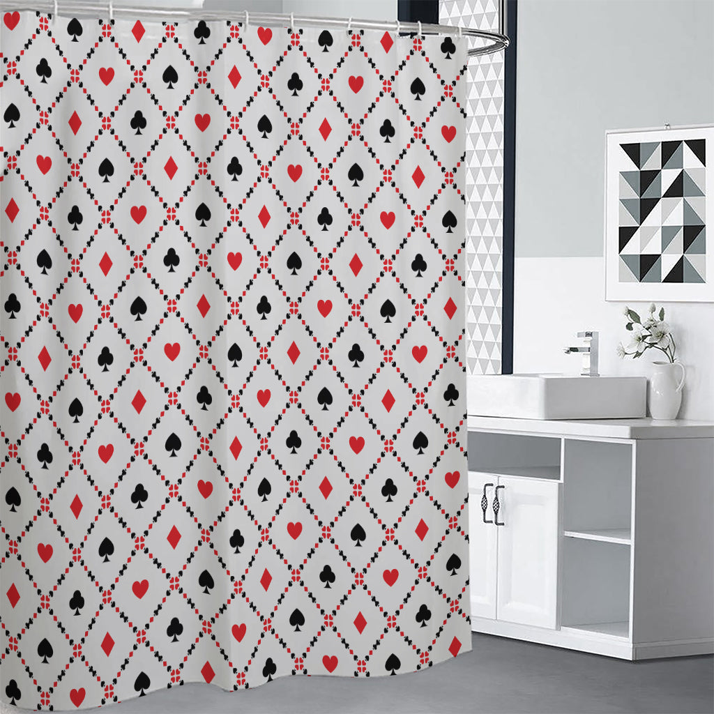 Poker Playing Card Suits Pattern Print Shower Curtain