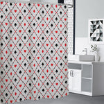 Poker Playing Card Suits Pattern Print Shower Curtain