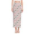 Poker Playing Card Suits Pattern Print Side Slit Maxi Skirt