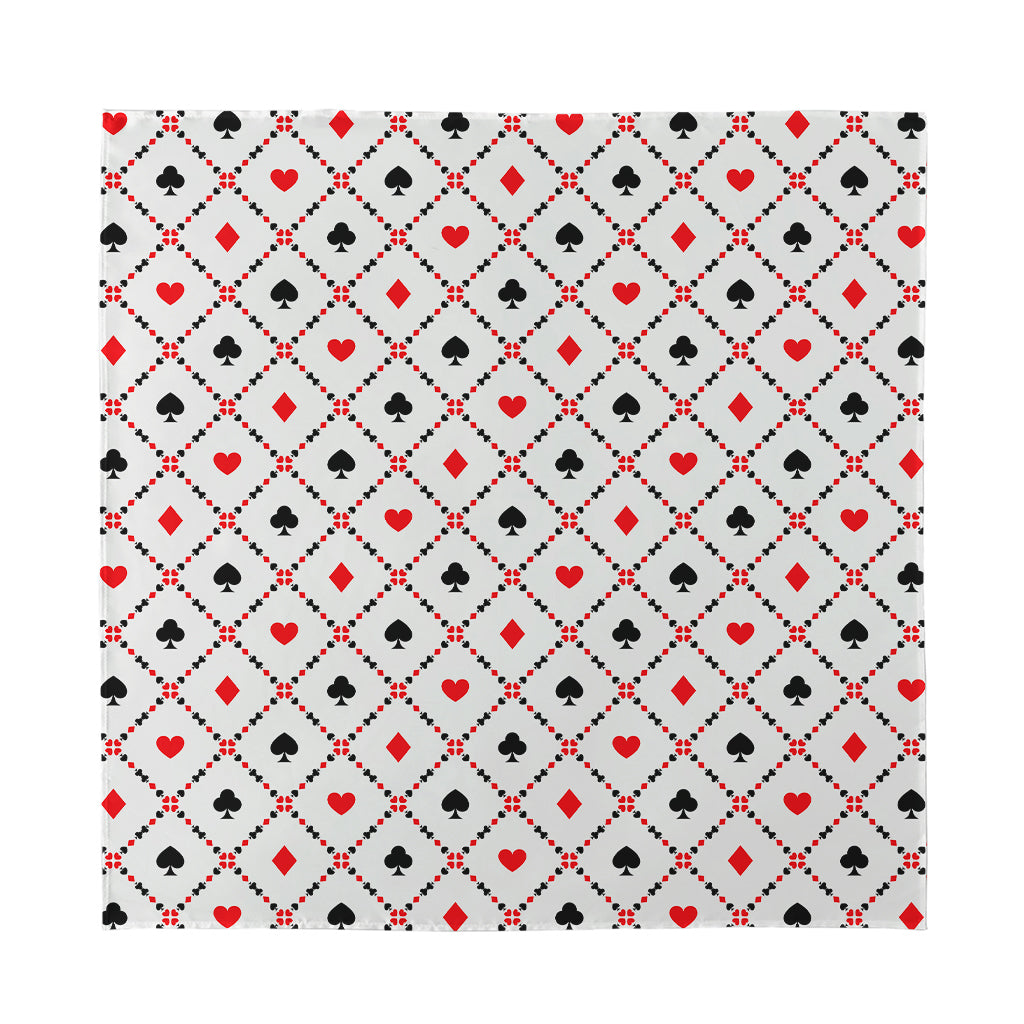 Poker Playing Card Suits Pattern Print Silk Bandana