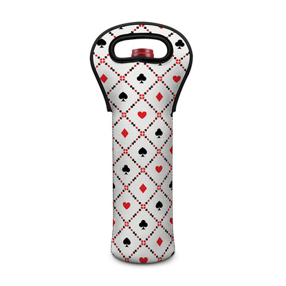 Poker Playing Card Suits Pattern Print Single Neoprene Wine Tote
