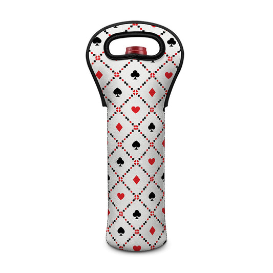 Poker Playing Card Suits Pattern Print Single Neoprene Wine Tote