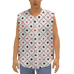 Poker Playing Card Suits Pattern Print Sleeveless Baseball Jersey