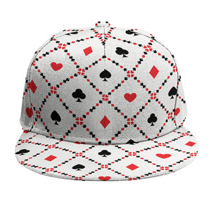 Poker Playing Card Suits Pattern Print Snapback Cap