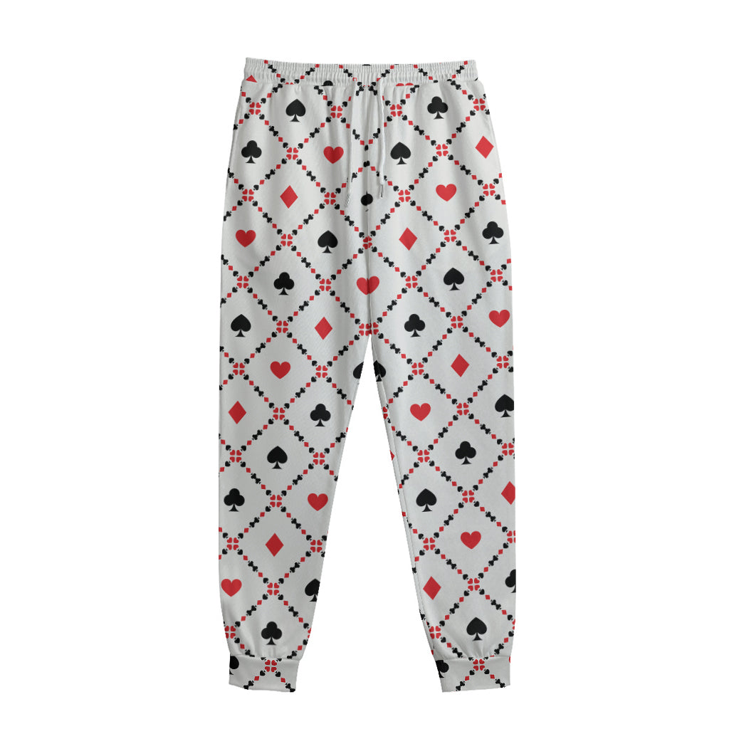 Poker Playing Card Suits Pattern Print Sweatpants