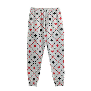 Poker Playing Card Suits Pattern Print Sweatpants