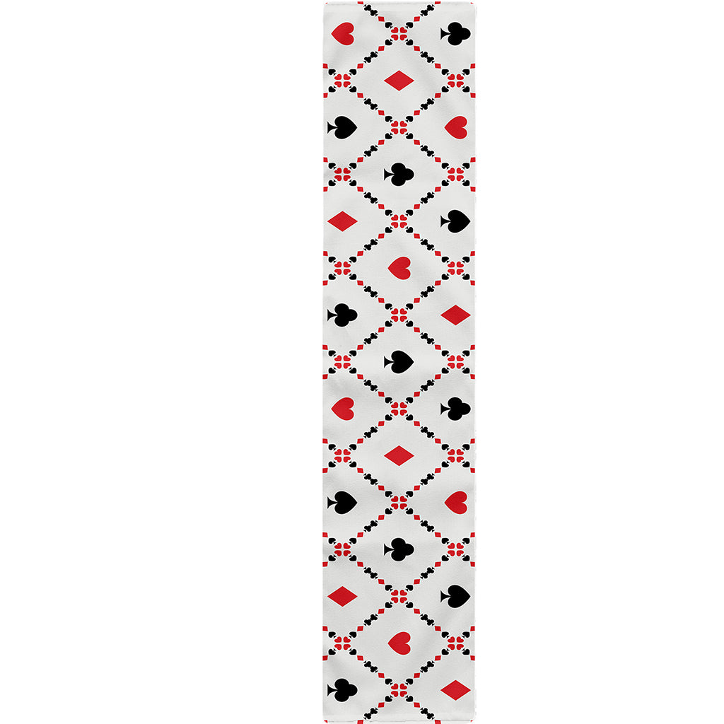 Poker Playing Card Suits Pattern Print Table Runner