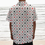 Poker Playing Card Suits Pattern Print Textured Short Sleeve Shirt