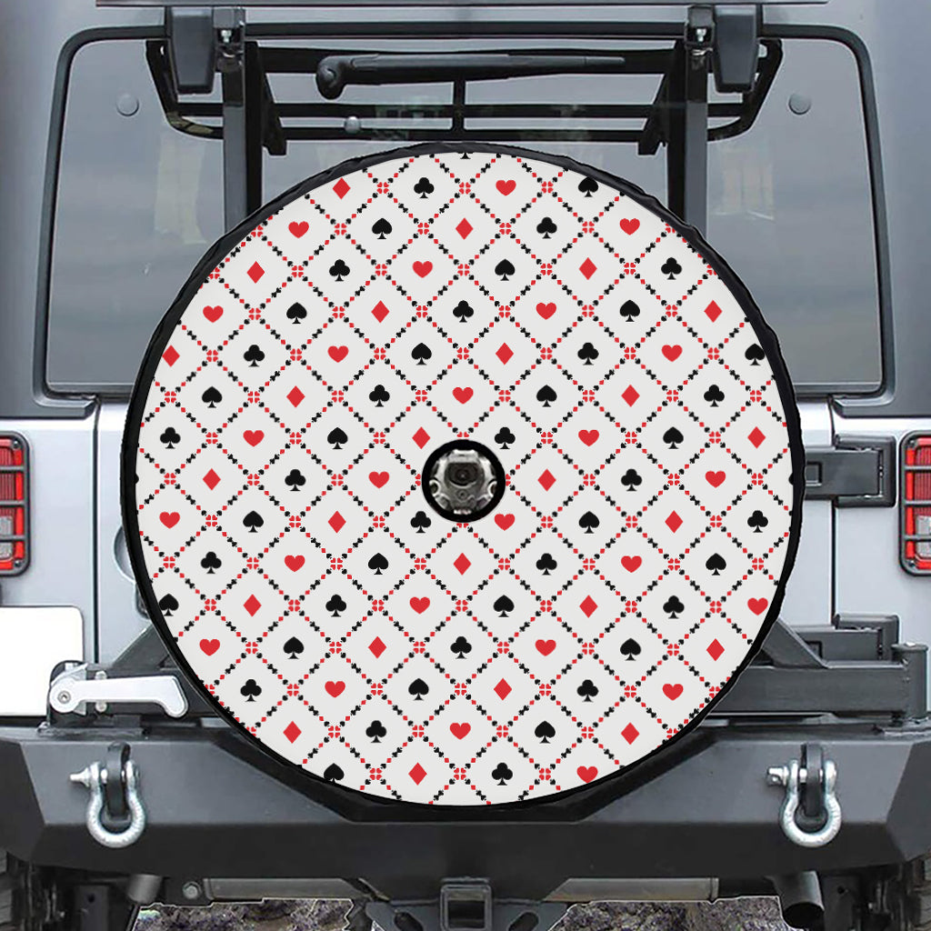 Poker Playing Card Suits Pattern Print Tire Cover With Camera Hole