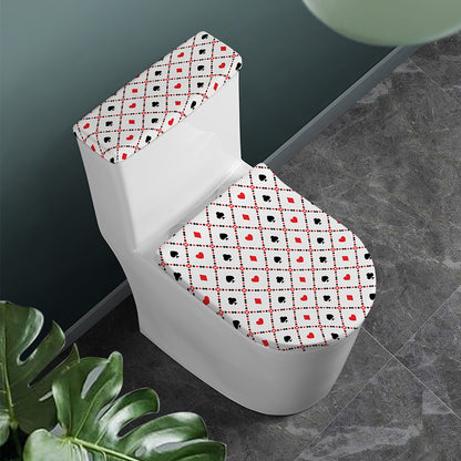 Poker Playing Card Suits Pattern Print Toilet Lid And Tank Cover Set