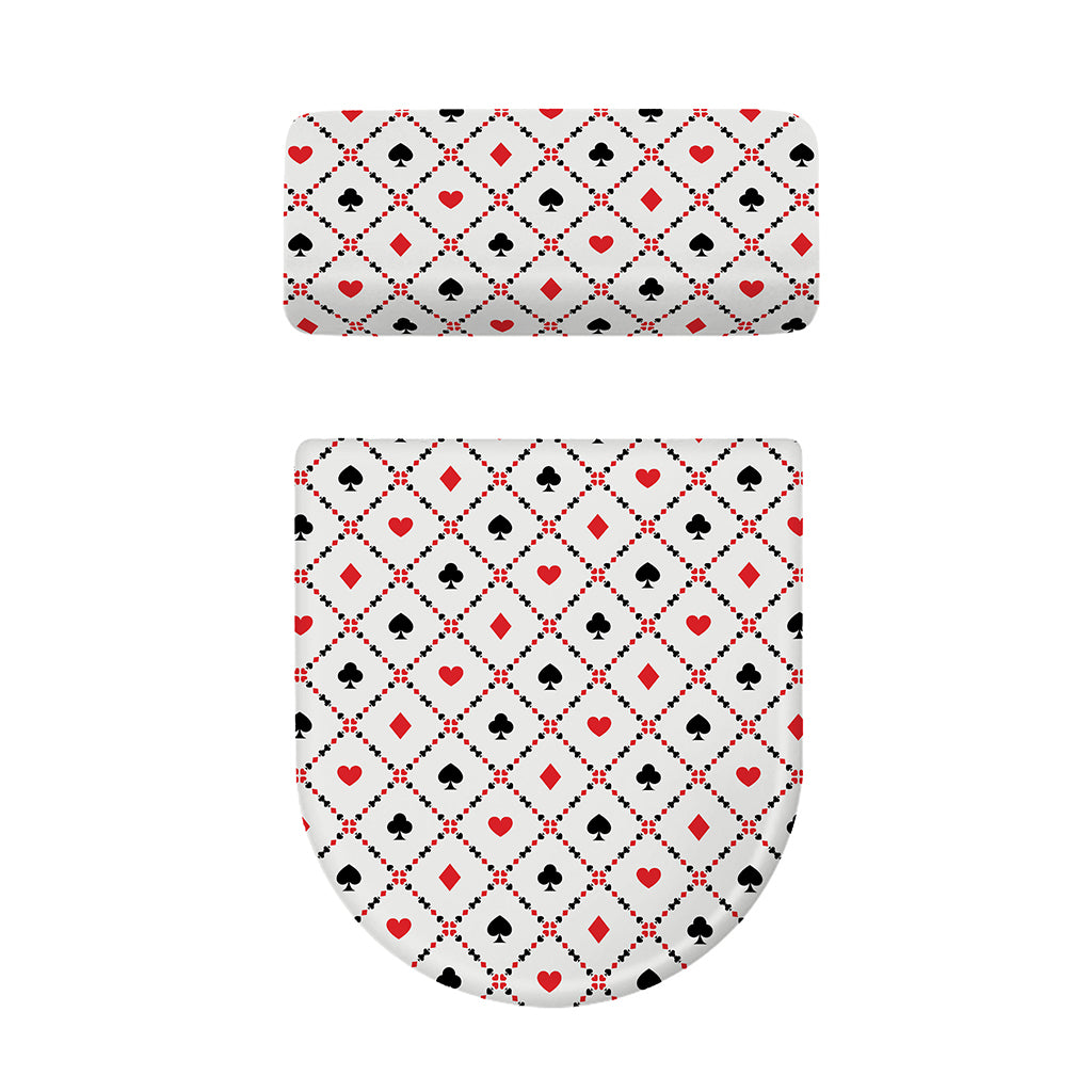 Poker Playing Card Suits Pattern Print Toilet Lid And Tank Cover Set