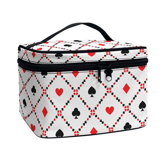 Poker Playing Card Suits Pattern Print Travel Makeup Bag