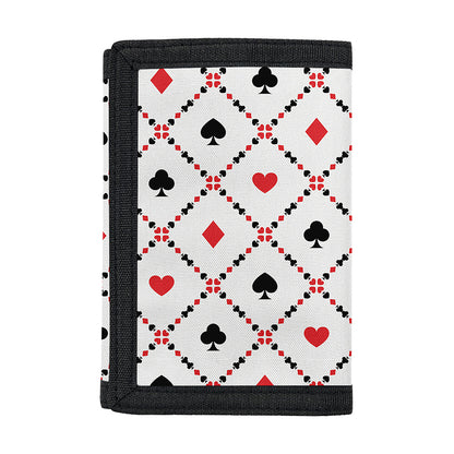 Poker Playing Card Suits Pattern Print Trifold Wallet