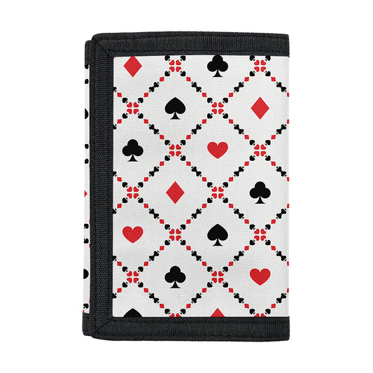 Poker Playing Card Suits Pattern Print Trifold Wallet