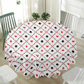 Poker Playing Card Suits Pattern Print Waterproof Round Tablecloth