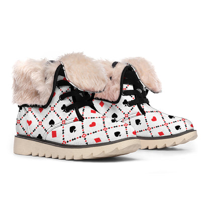 Poker Playing Card Suits Pattern Print Winter Boots