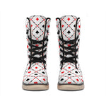 Poker Playing Card Suits Pattern Print Winter Boots