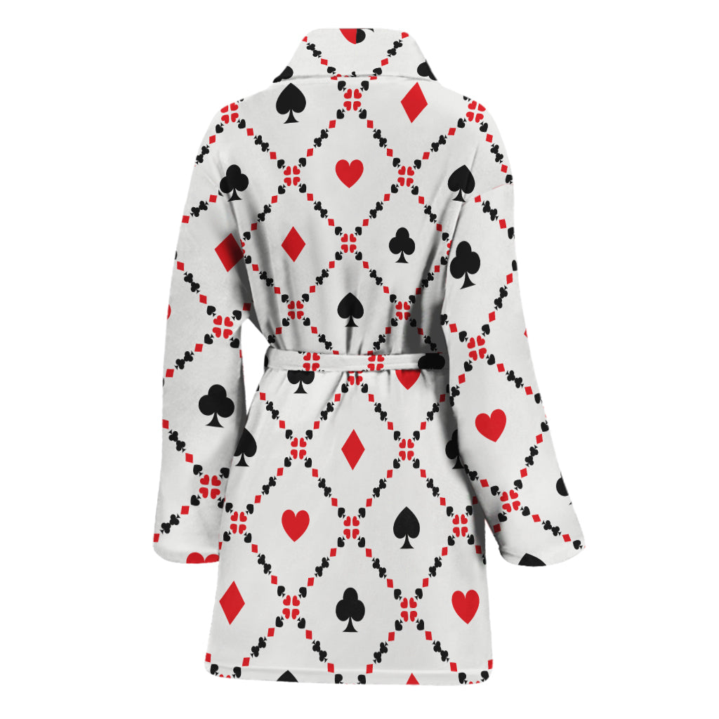 Poker Playing Card Suits Pattern Print Women's Bathrobe