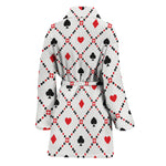 Poker Playing Card Suits Pattern Print Women's Bathrobe