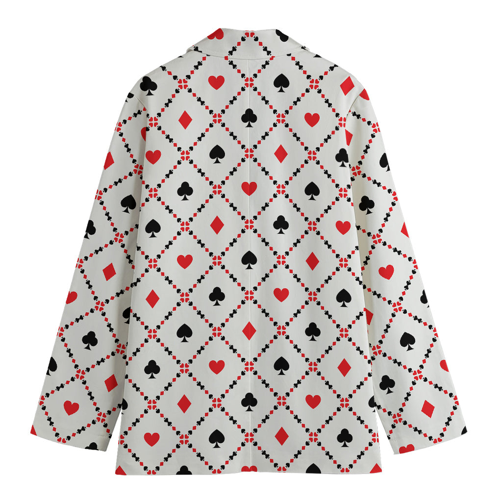 Poker Playing Card Suits Pattern Print Women's Blazer