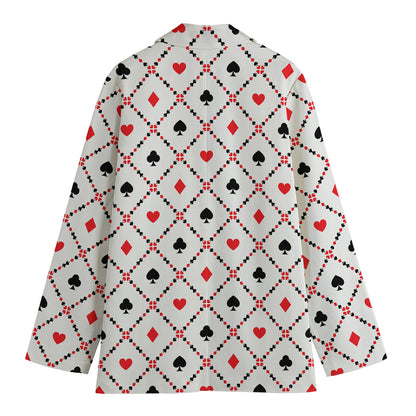Poker Playing Card Suits Pattern Print Women's Blazer