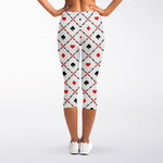 Poker Playing Card Suits Pattern Print Women's Capri Leggings