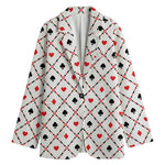 Poker Playing Card Suits Pattern Print Women's Cotton Blazer