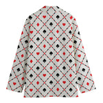 Poker Playing Card Suits Pattern Print Women's Cotton Blazer