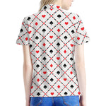 Poker Playing Card Suits Pattern Print Women's Polo Shirt